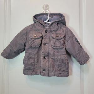 Gray corduroy hooded coat jacket 6-12 mo quilted CHILDRENS PLACE